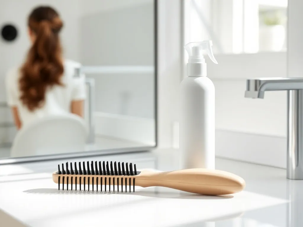 Eleganckie lakiery do włosów i szczotka na białym blacie, sugerujące test porównawczy produktów do utrwalania fryzury.